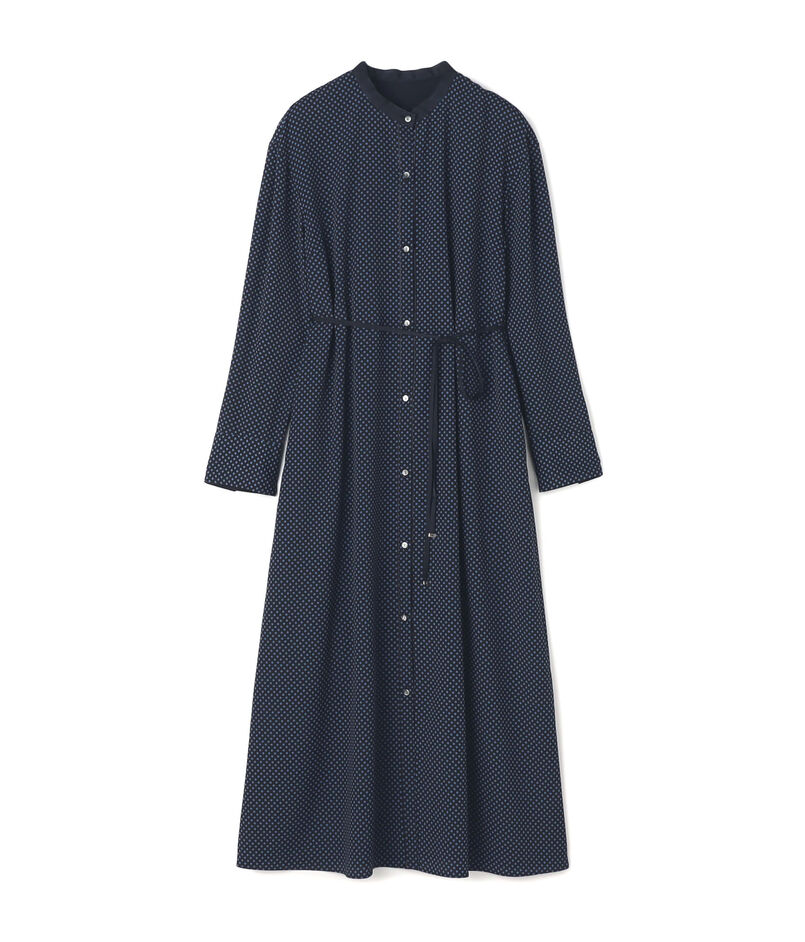 ドットプリント ロングシャツワンピース