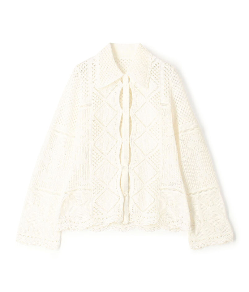 Mame Kurogouchi Cotton Lace Knitted Cardigan