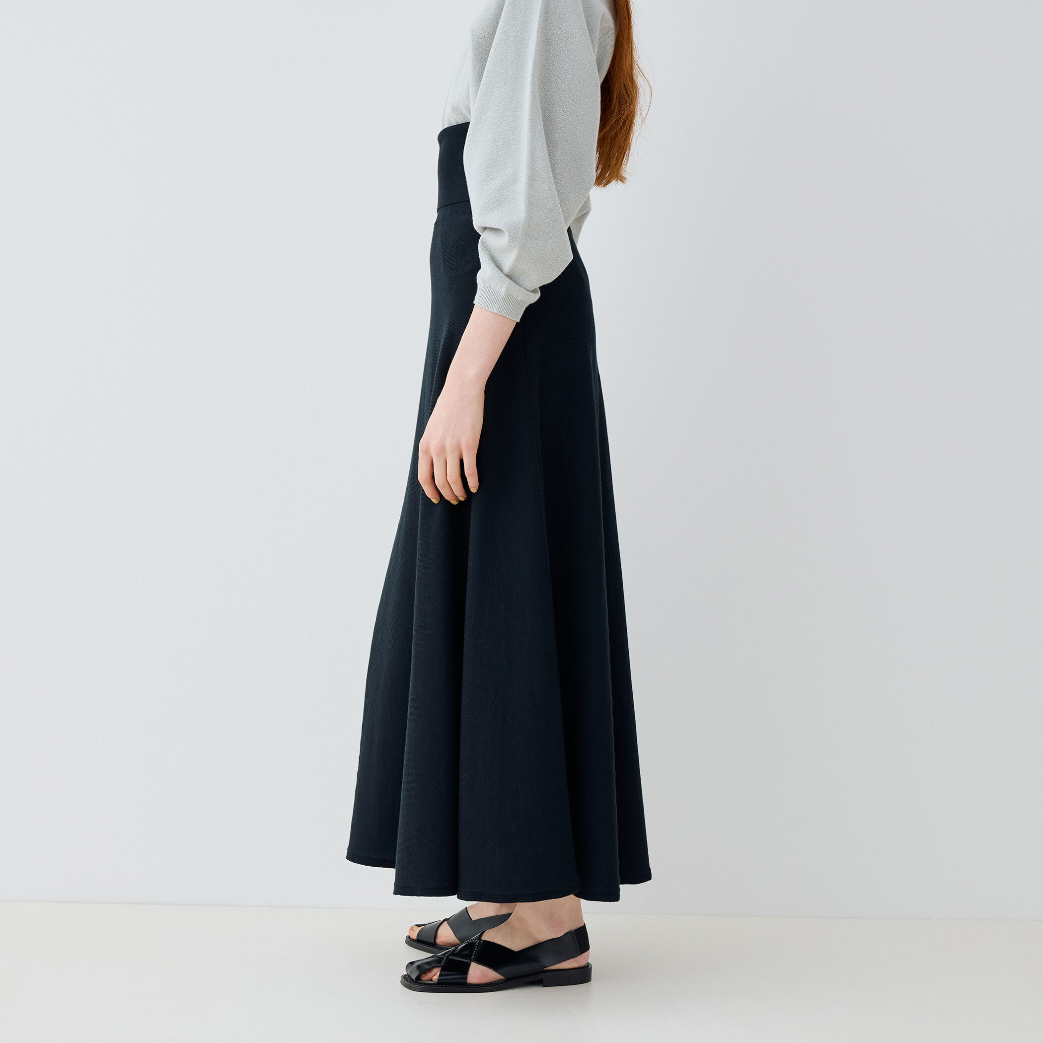 GALERIE VIE スカート フラノストレッチ ギャザーマキシスカート