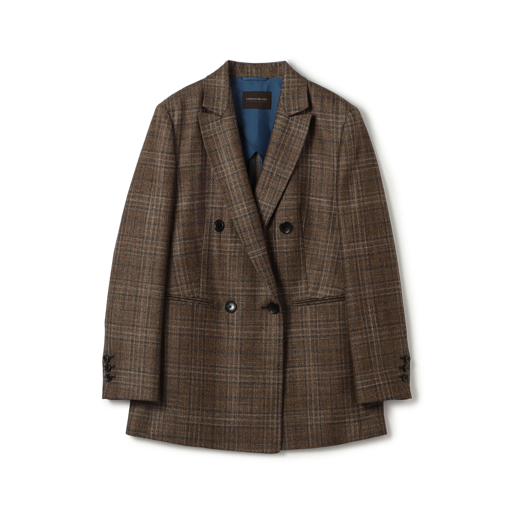 SILK AIR GLEN CHECK ダブルブレストジャケット｜トゥモローランド