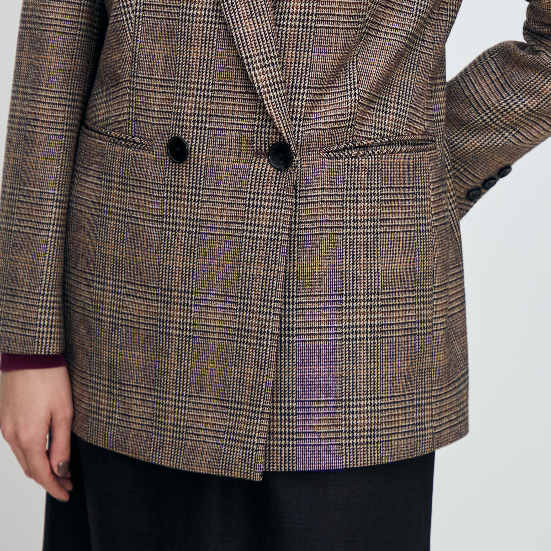 シックバーガンディー ダブルブレストジャケット｜トゥモローランド