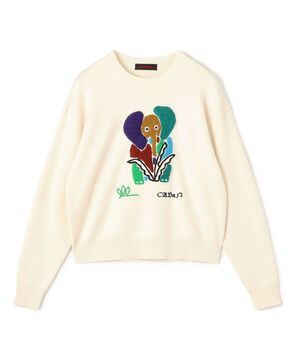 CABaN コットンカシミヤ Elephantエンブロイダリークルーネックプルオーバー