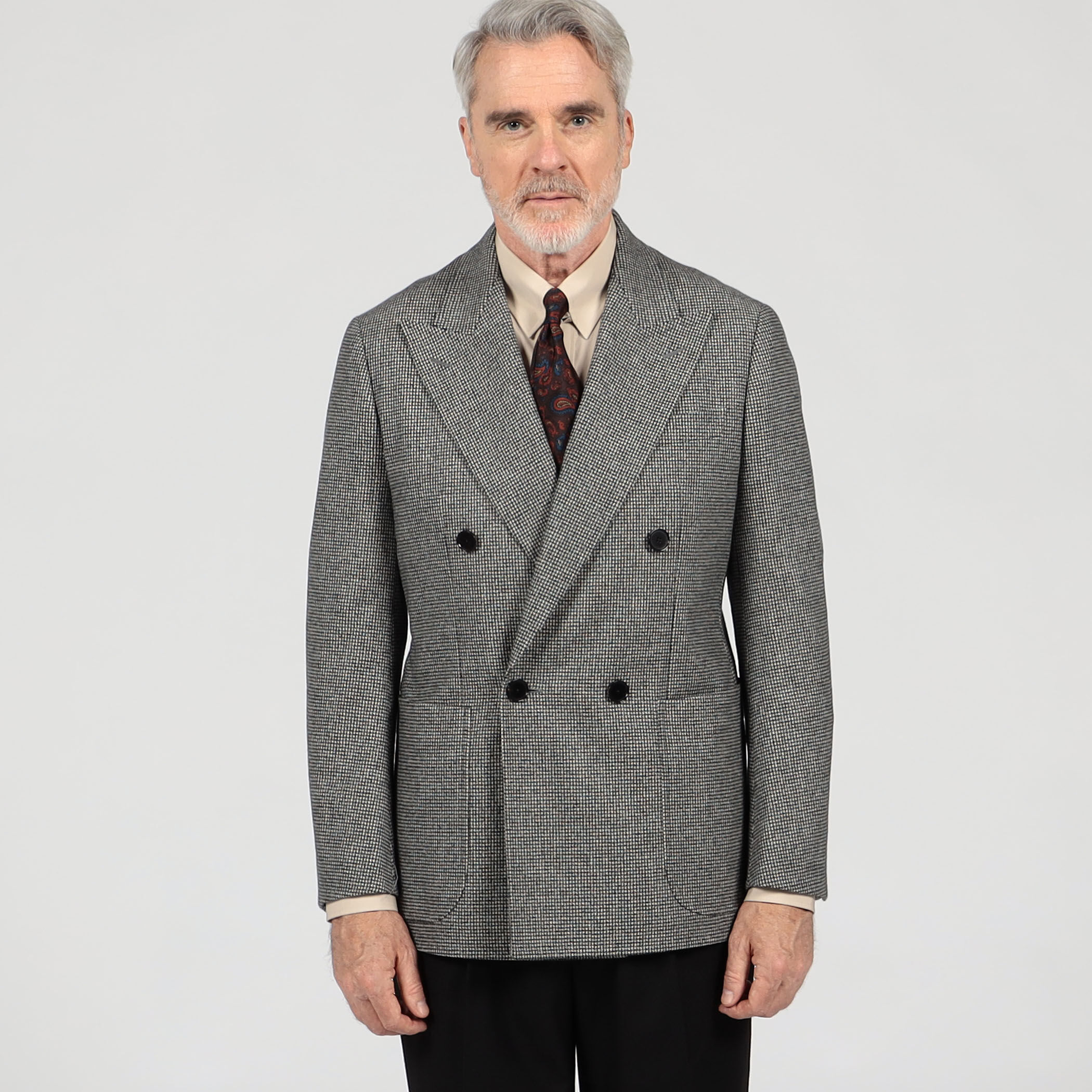 ウールフランネル ダブルブレステッド4Bジャケット FOX BROTHERS