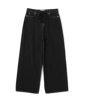 ブラックデニム ドローコードパンツ