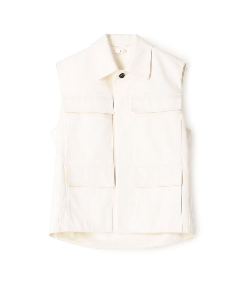 コットンシルクデニムライク キャップスリーブジャケット