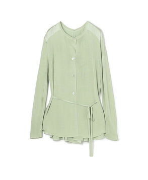 マットレーヨンシルクサテンコンビ バックドレープカーディガン