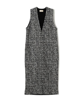 ツートーンジャカード Vネックロングジレ