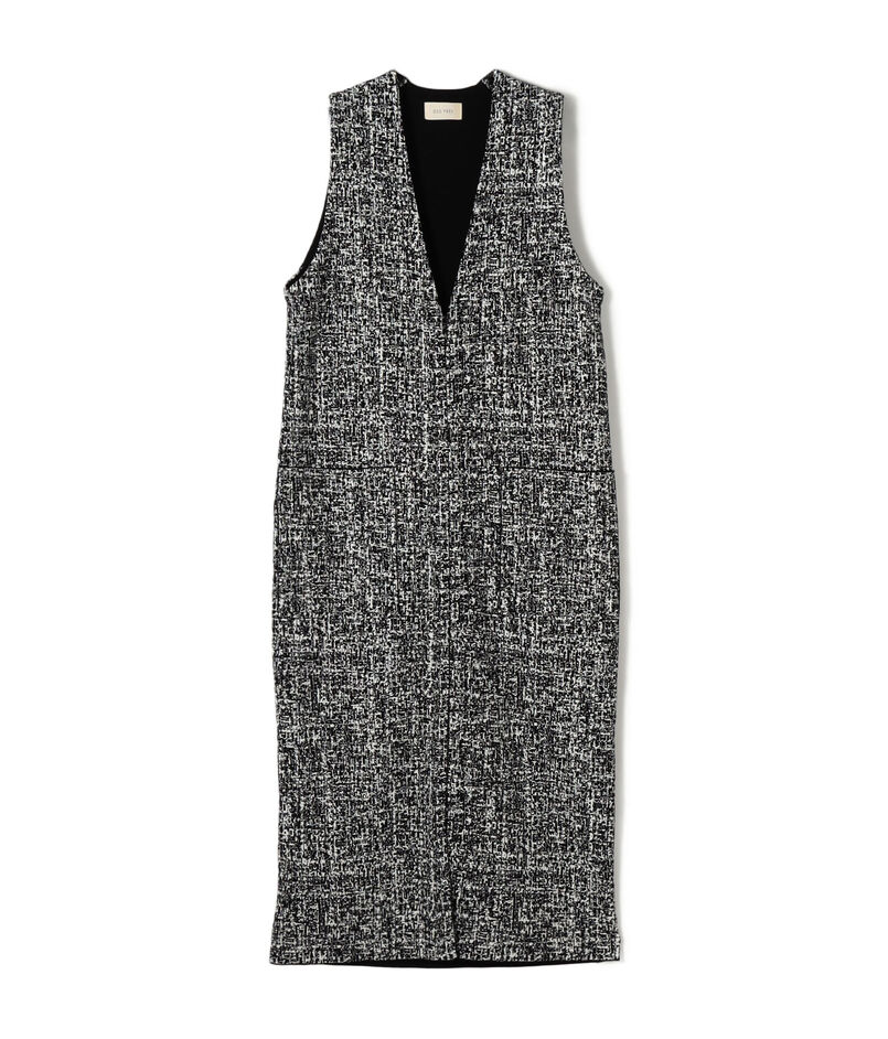 ツートーンジャカード Vネックロングジレ