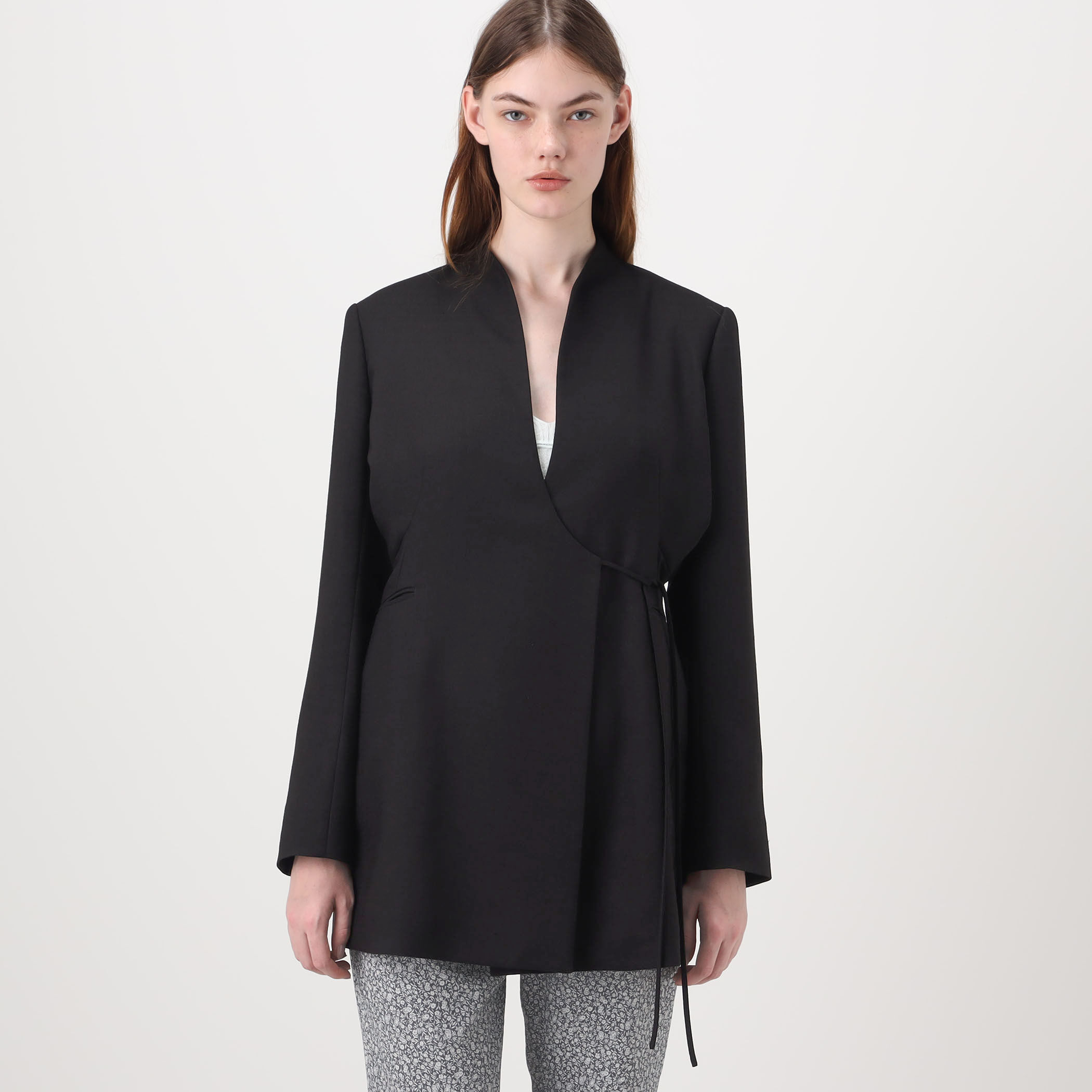 Mame Kurogouchi Triacetate Polyester Collarless Jacket カラーレス