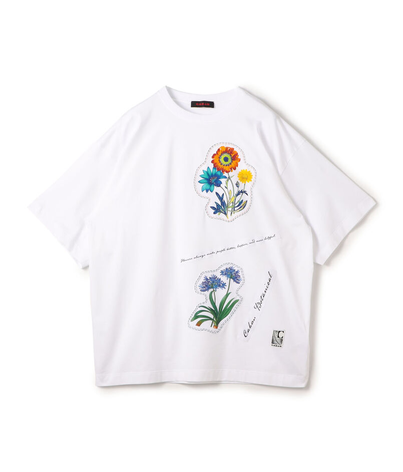 CABaN スビンコットン FLOWERSモチーフTシャツ