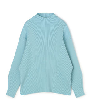 ウールポリエステルストレッチリブ ハイネックプルオーバー