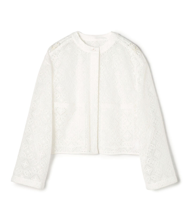 タイルモチーフエンブロイダリー ショートクルージャケット
