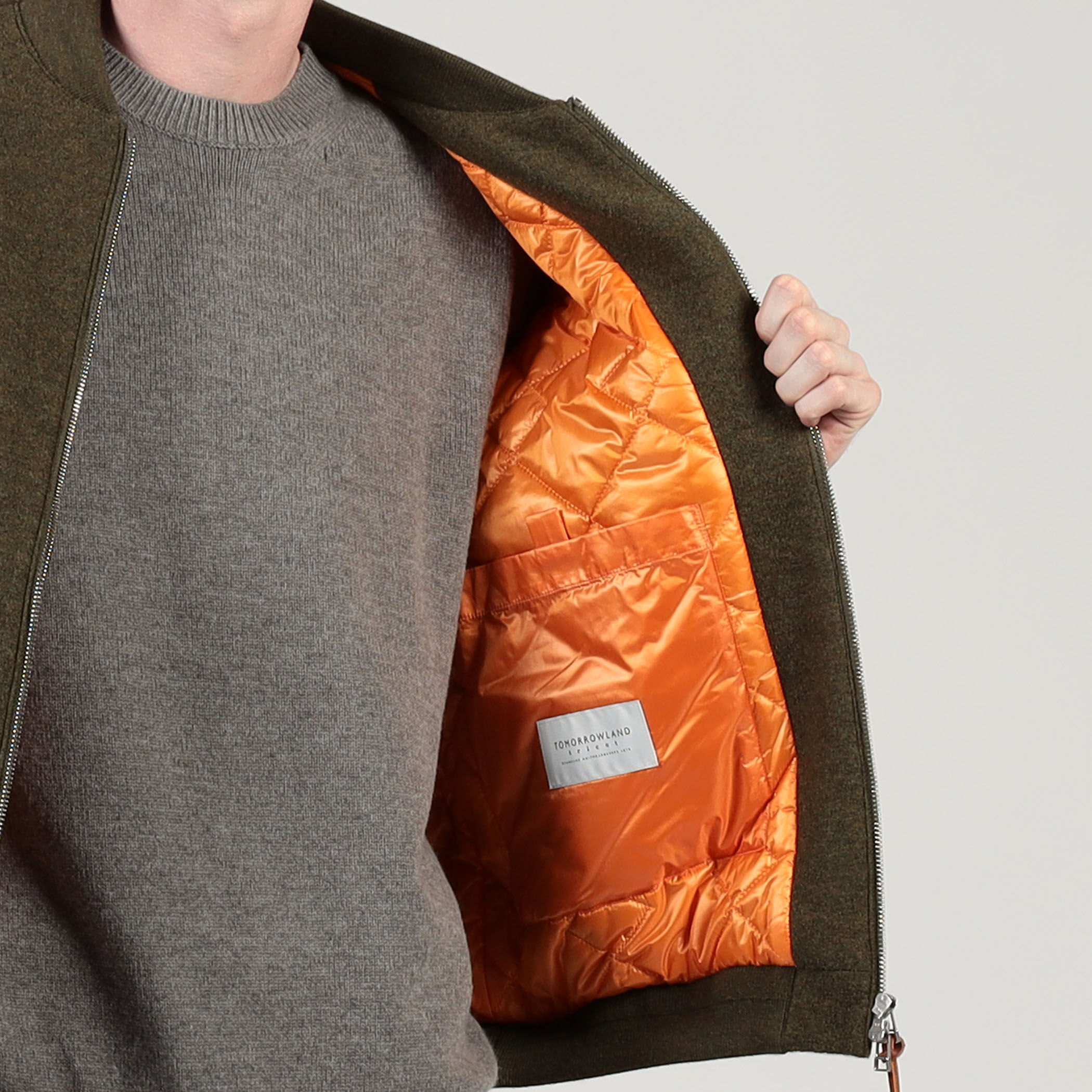 キルトライニング ウールニット ジップアップブルゾン