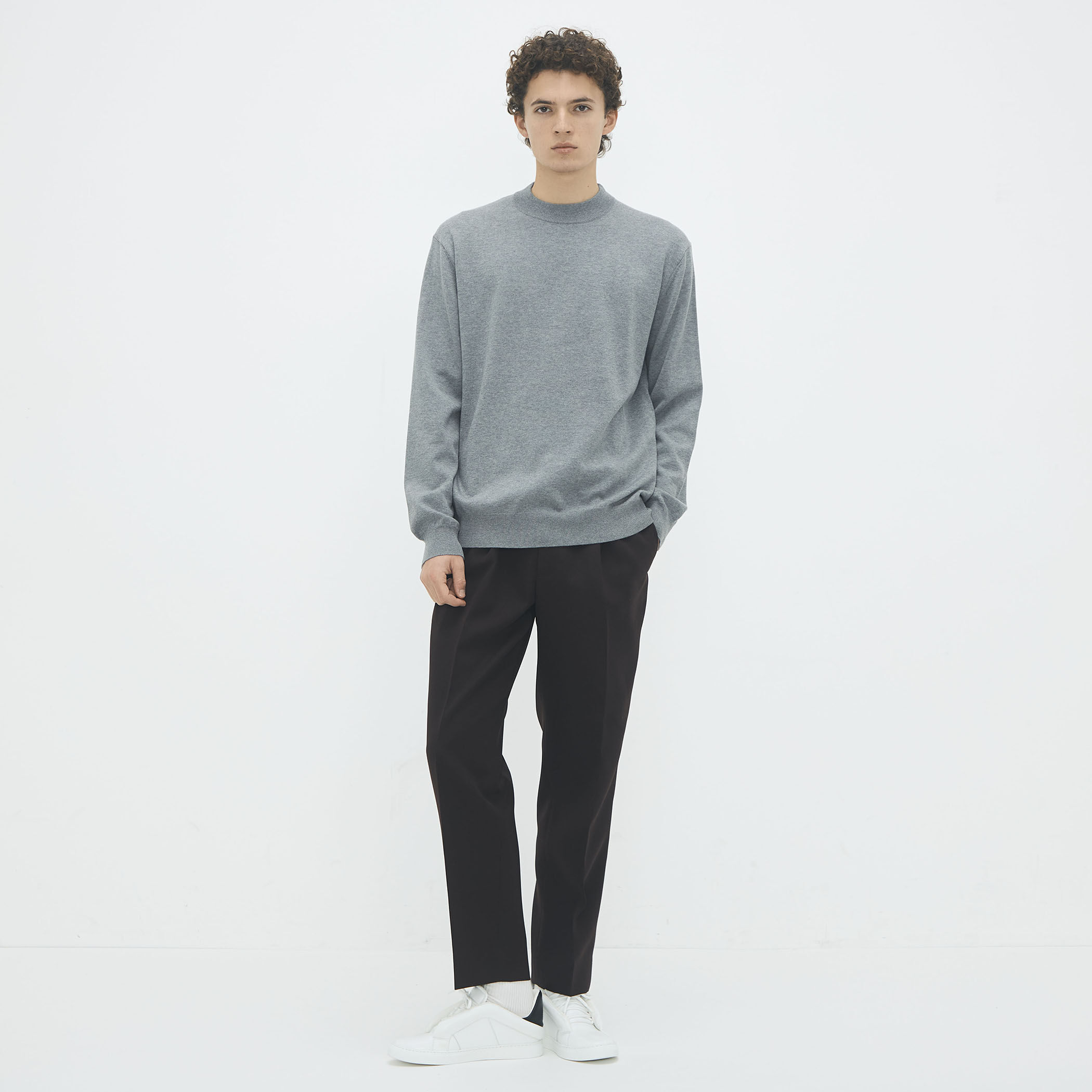 マ*ン様 CABaN コットンカシミヤ プレーンモックネックプルオーバー 定価4 コットンカシミヤ プレーンモックネックプルオーバー