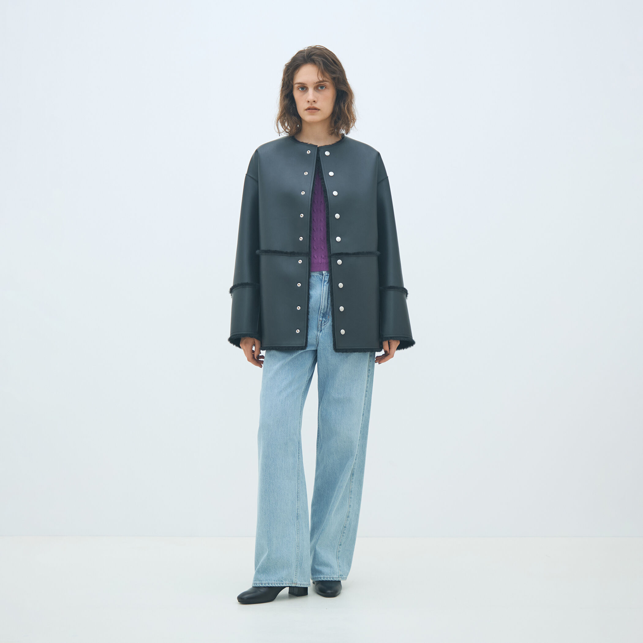 フェイクムートン リバーシブルショートコート