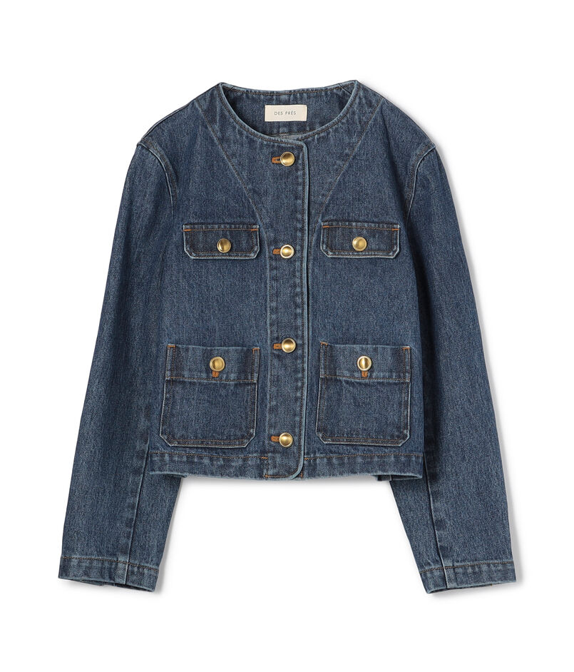 ハイデンシティーデニム クルーネックコンパクトジャケット