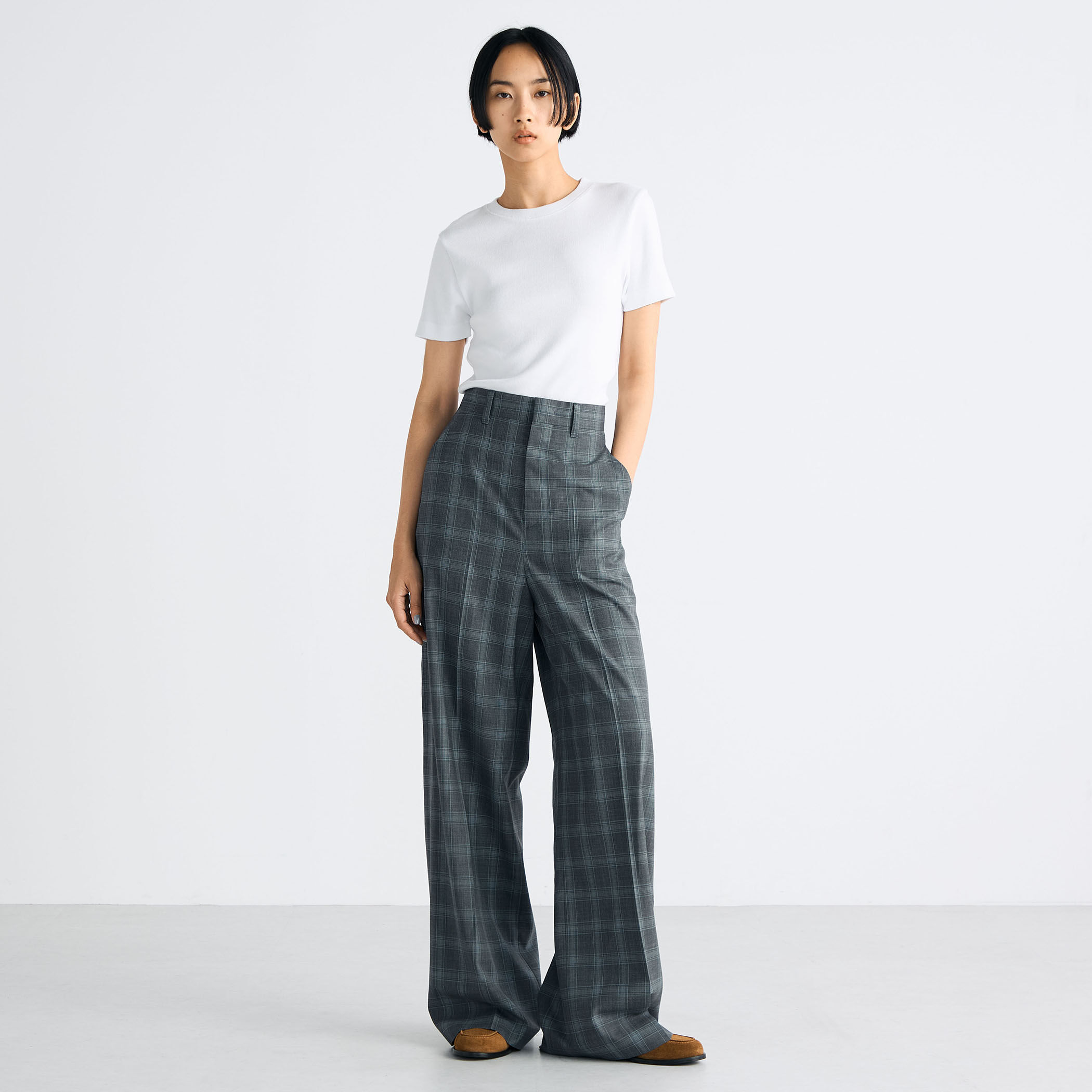 □Super140's ウールトロピカル チェックスラックス｜トゥモローランド