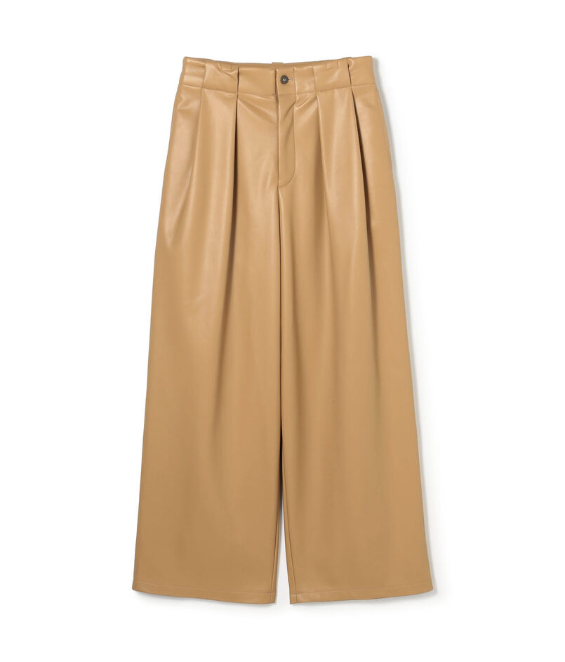 【WEB先行予約】レザーライク タックテーパードパンツ