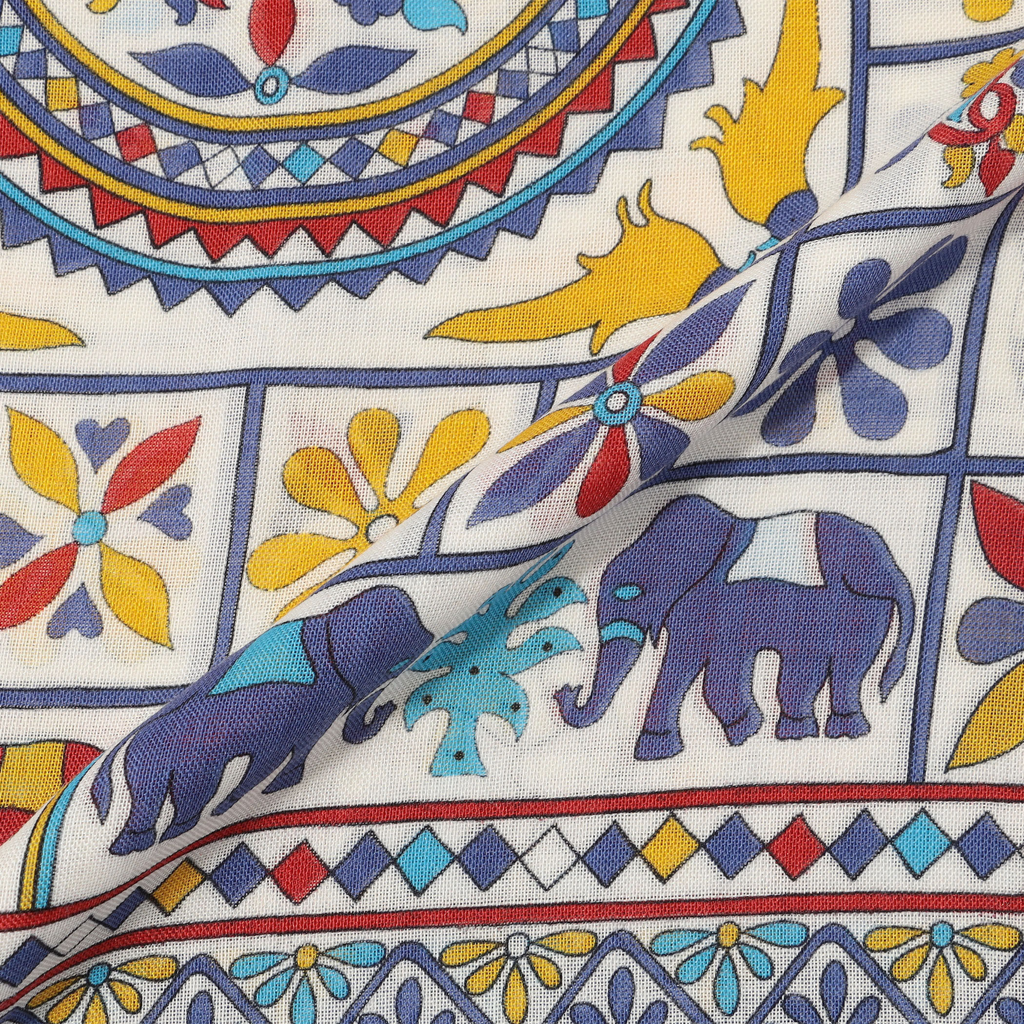 Drake's ELEPHANTS AND FLOWERS PRINT SCARF ウールシルクプリント