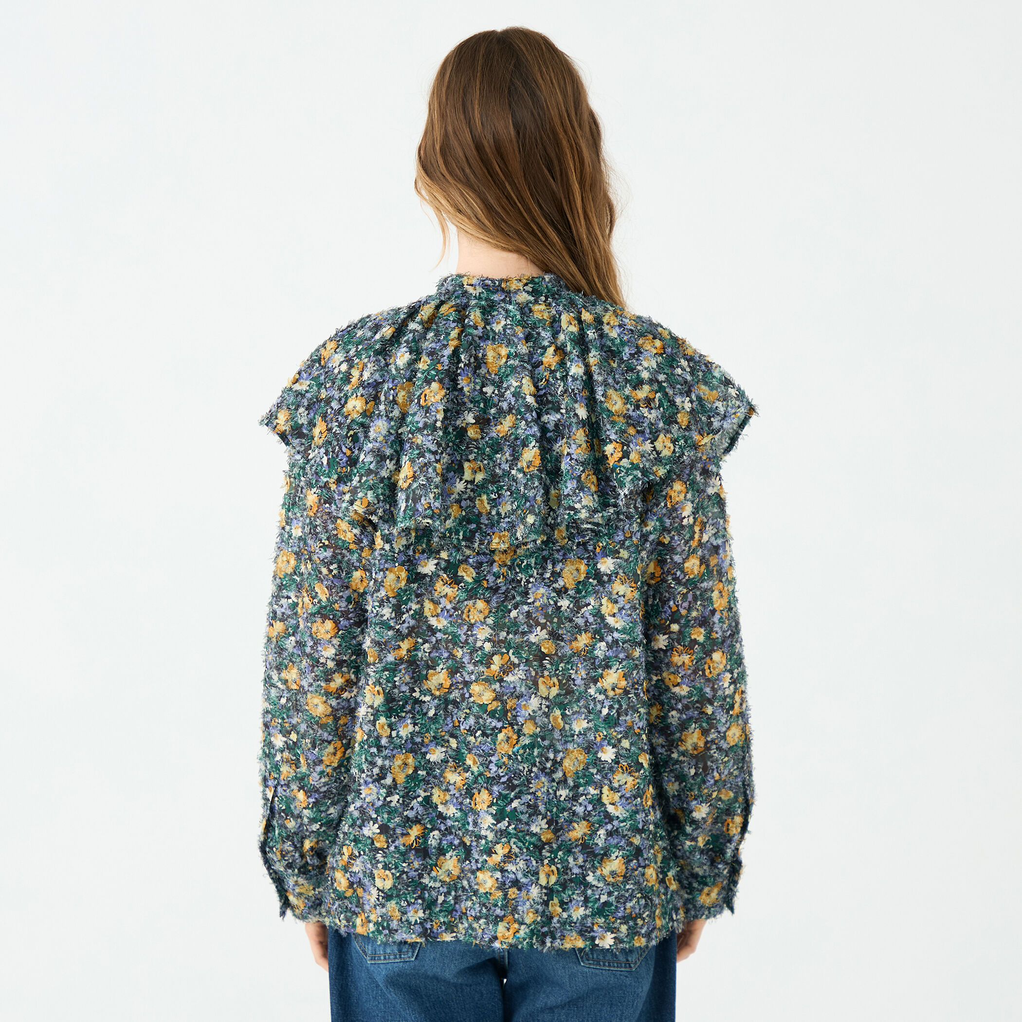 ラメカットジャカード ワイドカラーブラウス｜トゥモローランド 公式通販