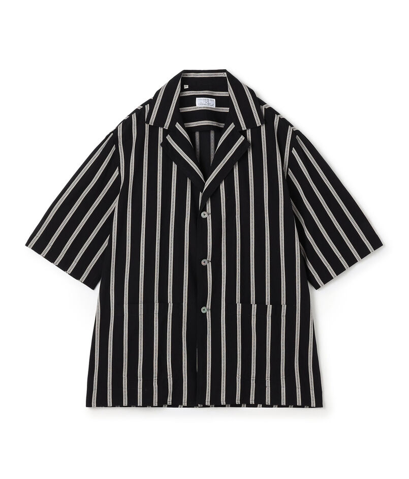 【別注】Salvatore Piccolo CUBA コットンストライプ オープンカラー ハーフスリーブシャツ