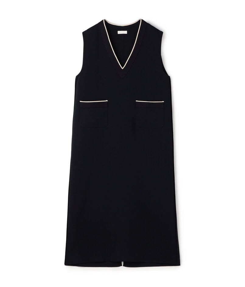 ニットコンビダブルクロス パッチポケットワンピース  