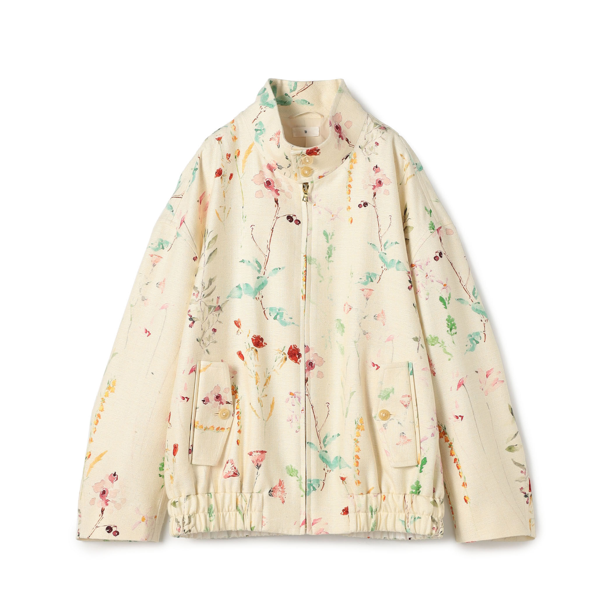 シルク フラワープリント スタンドカラーブルゾン｜トゥモローランド