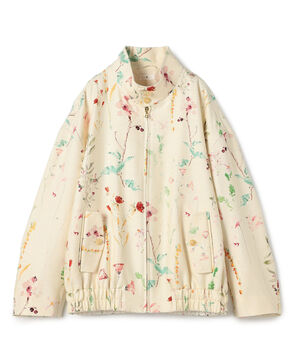 シルク フラワープリント スタンドカラーブルゾン