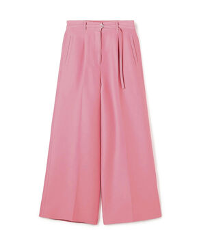 コットンシルクダブルクロス ストレートワイドパンツ