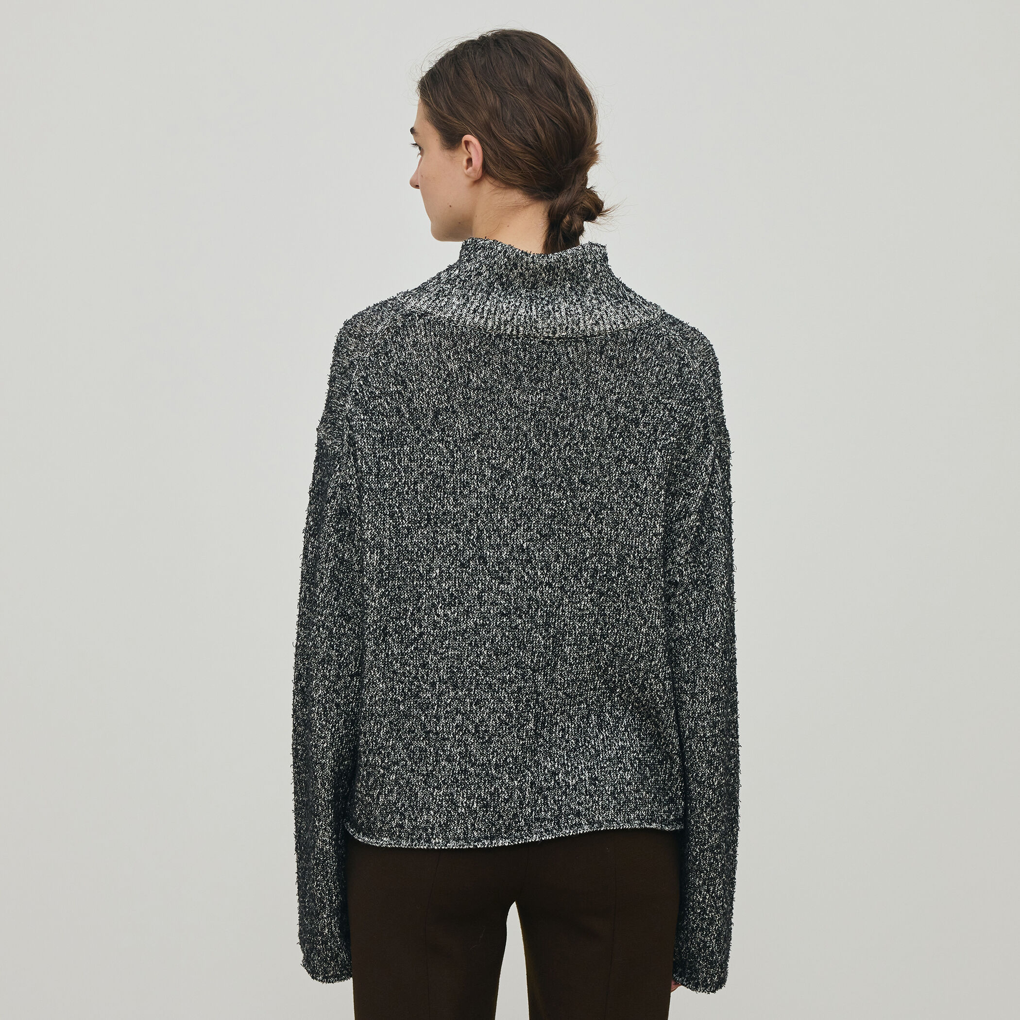 カード×カールヤーンニット ハーフジッププルオーバー