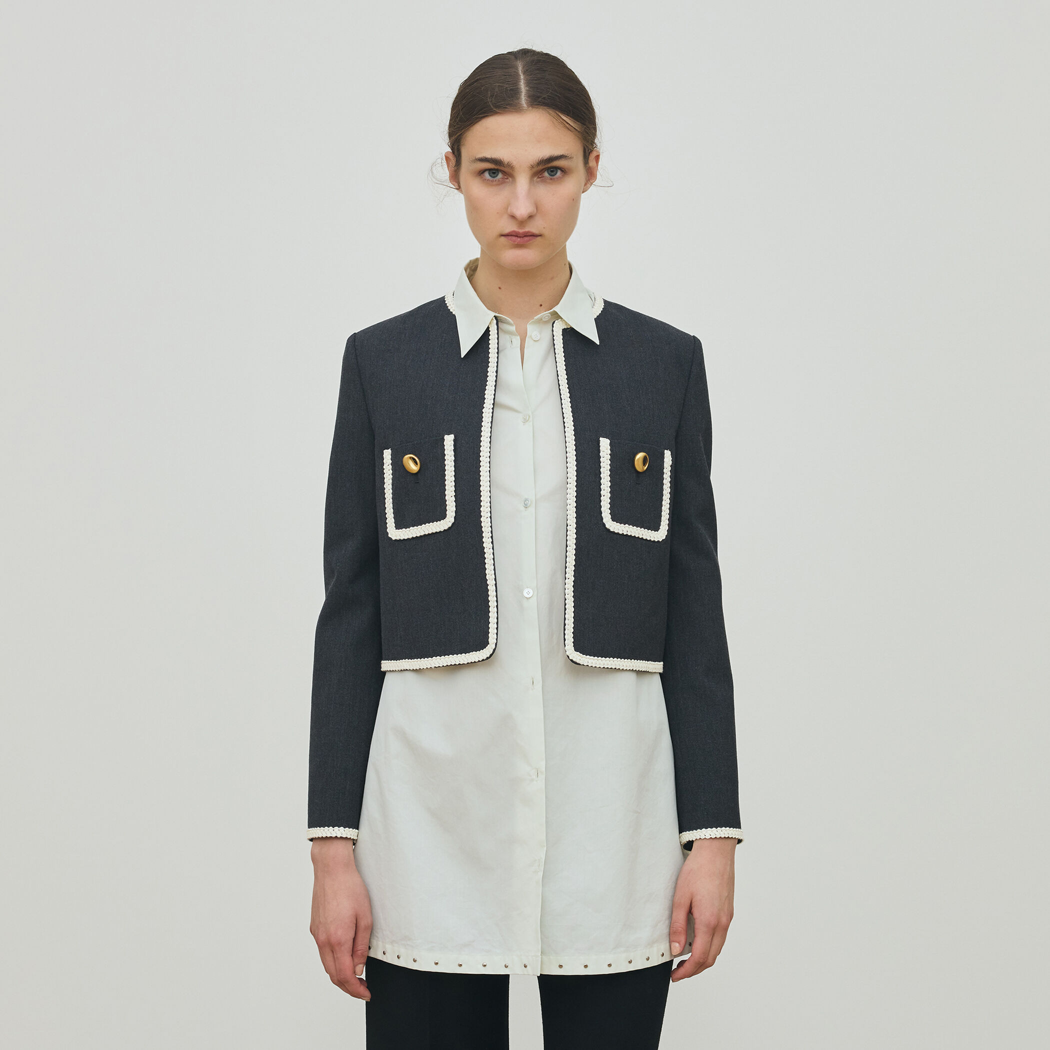 ハードウールオックスフォード クルーネックジャケット