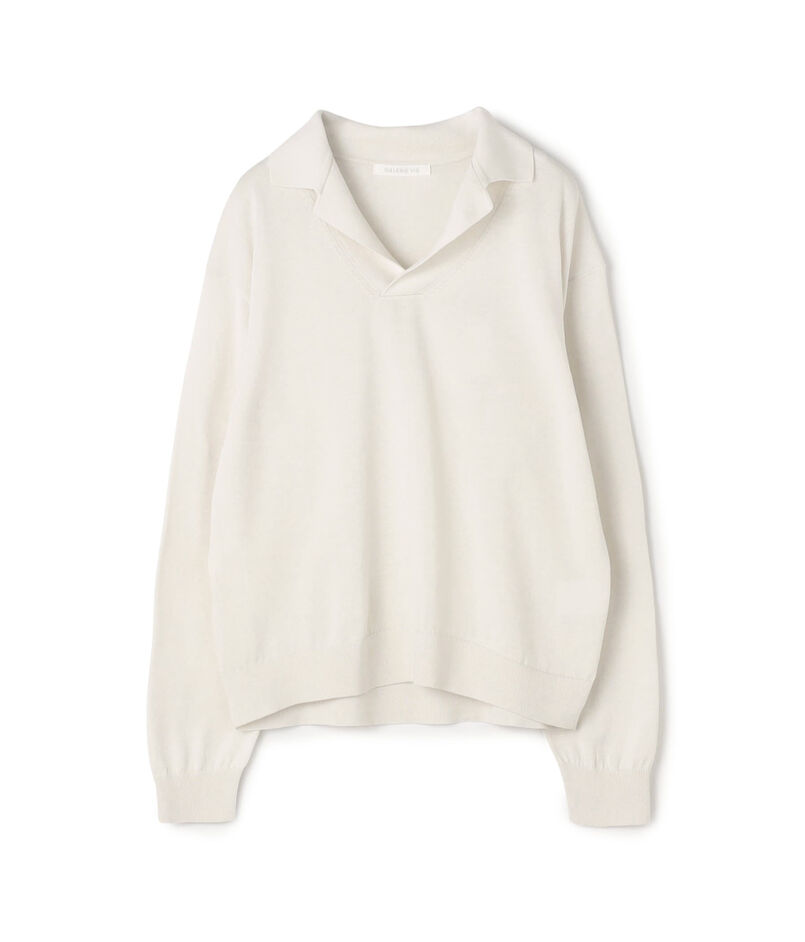 プレーンコットン オープンカラープルオーバー
