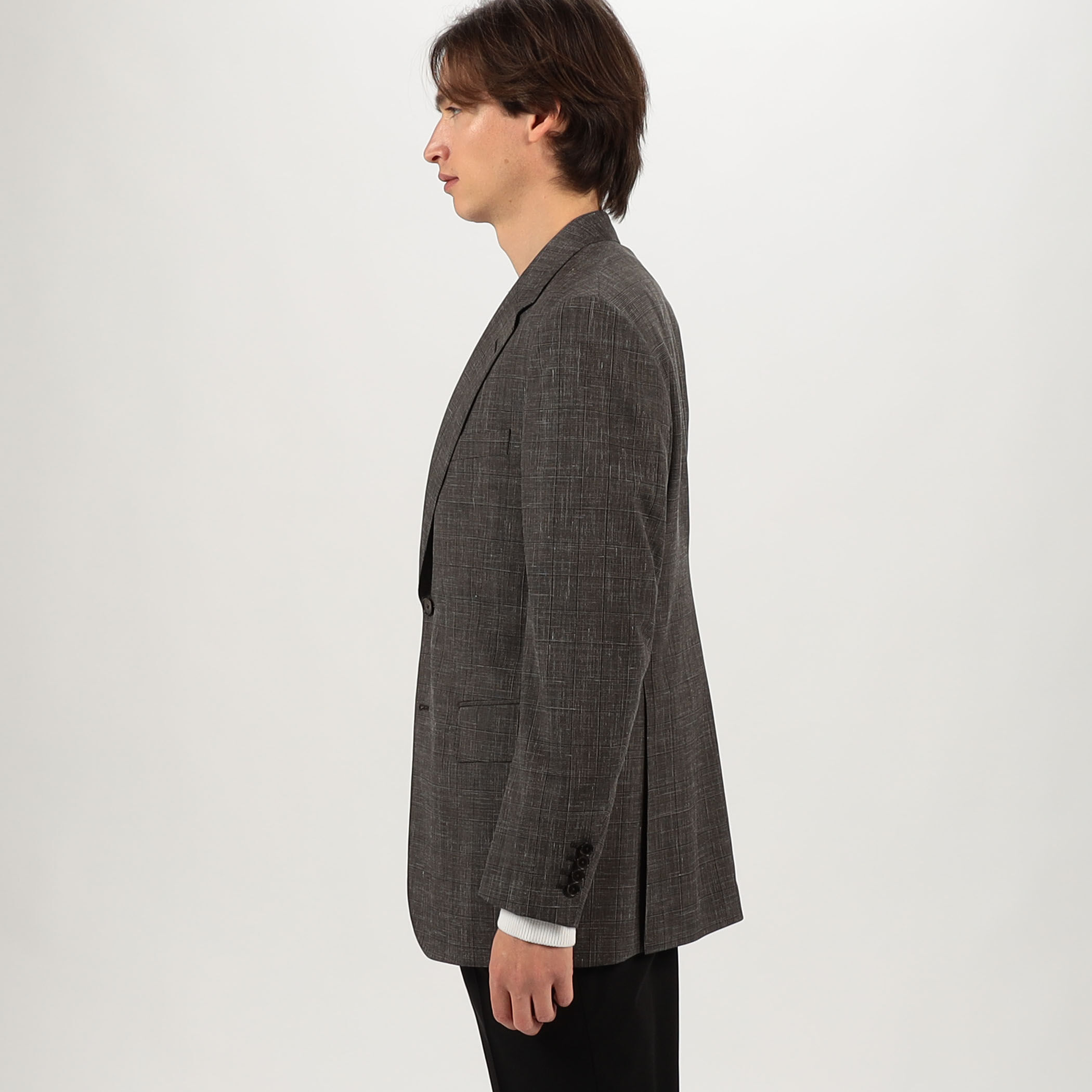 ウールシルクリネン シングルブレステッド2Bジャケット ROGNA