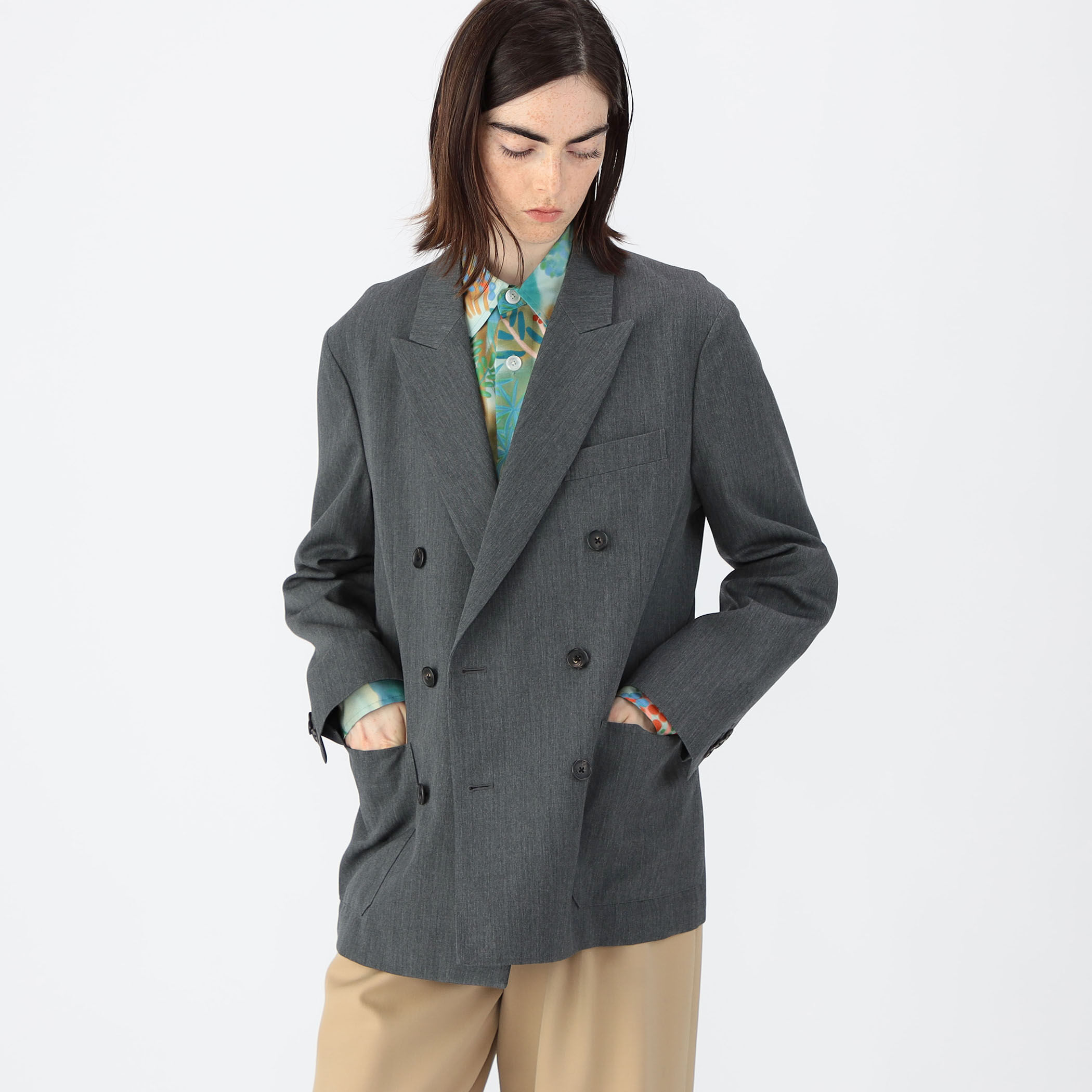 CABaN ライトウールギャバジン ダブルブレストジャケット