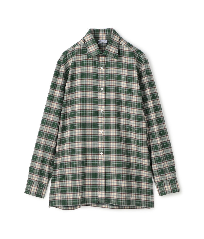 Charvet コットンネル セミワイドカラーシャツ
