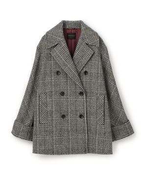 ウールカシミヤグレンチェック ダブルブレストコート