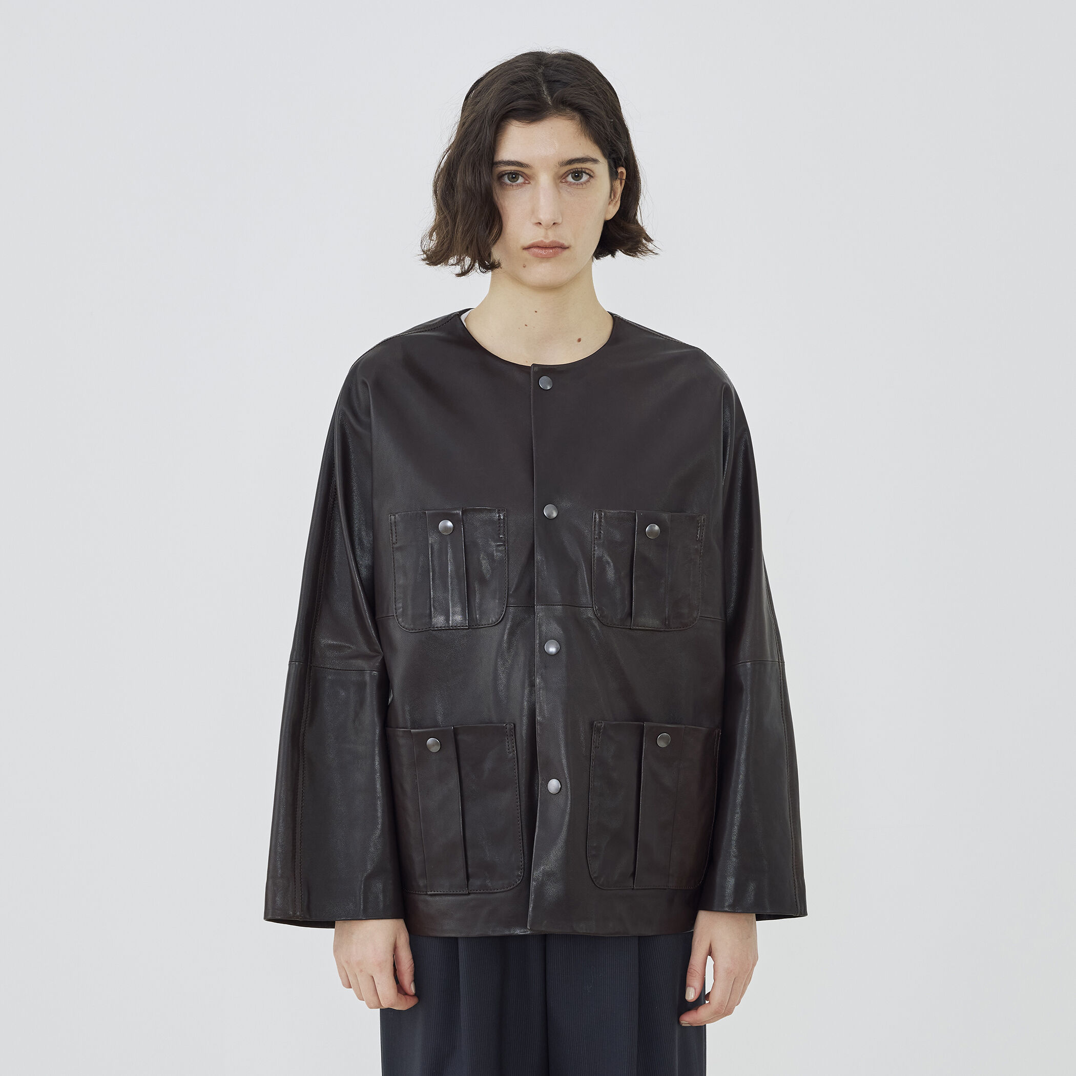 WEB先行予約】ソフトグレインシープレザー ドルマンスリーブジャケット
