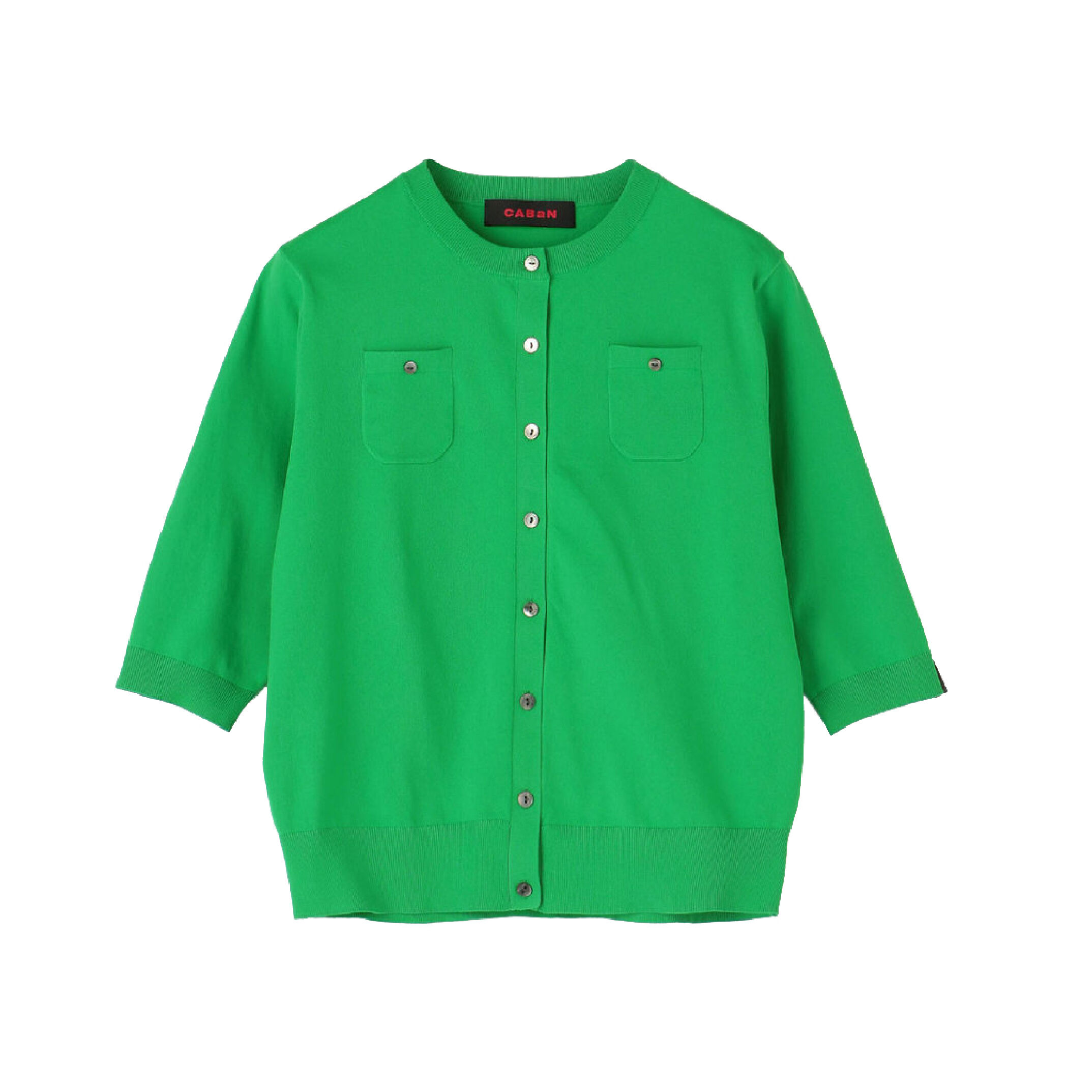 ファインポリエステル ハーフスリーブポケットカーディガン