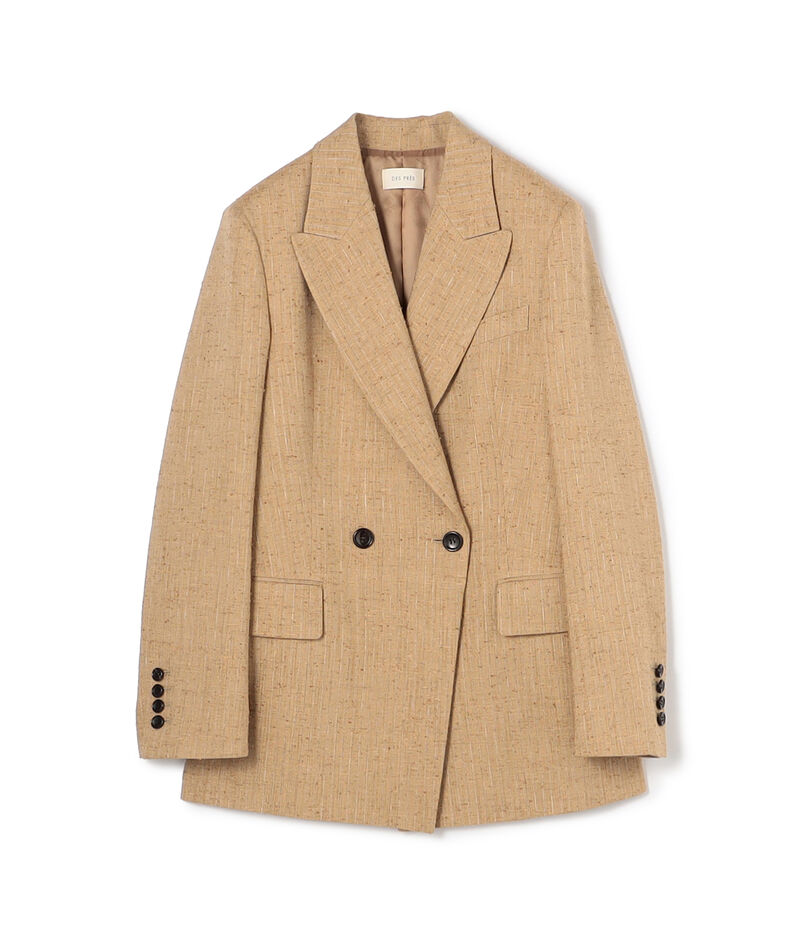 リネンストライプ ピークドラペル ダブルブレステッドジャケット