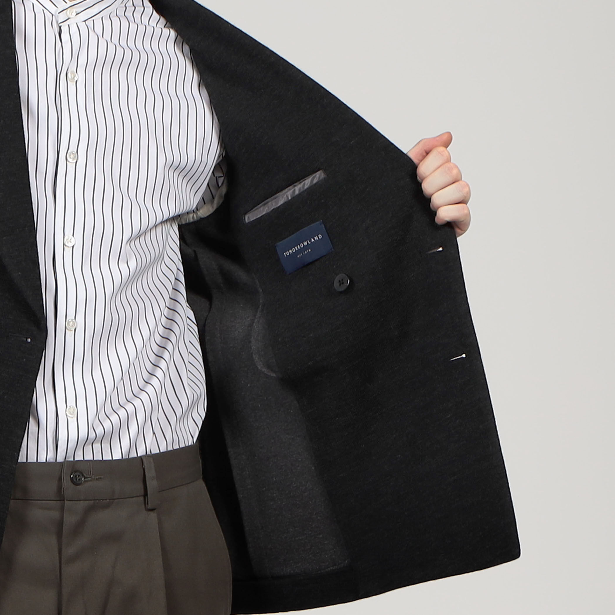 □ウールコットンダブルニット ダブルブレステッド6Bブレザー