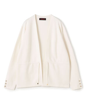 コットンカシミヤ Vカラーレスカーディガン