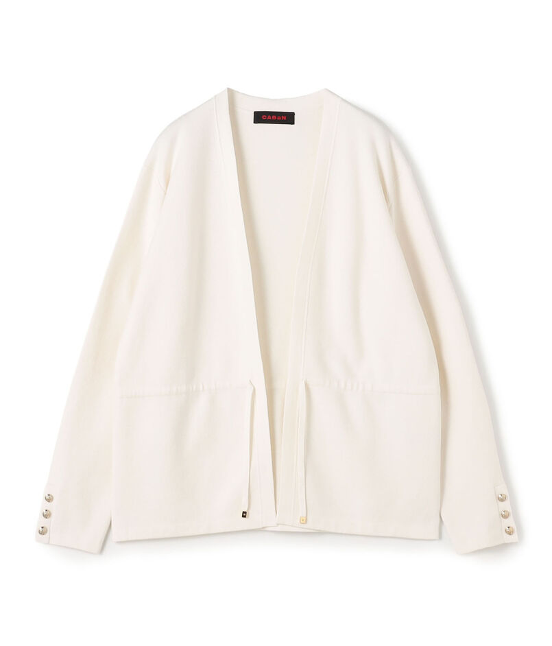 コットンカシミヤ Vカラーレスカーディガン