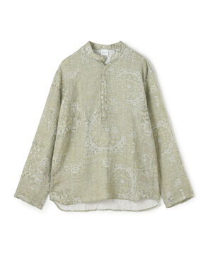 BAGUTTA リネン スタンドカラープルオーバーシャツ