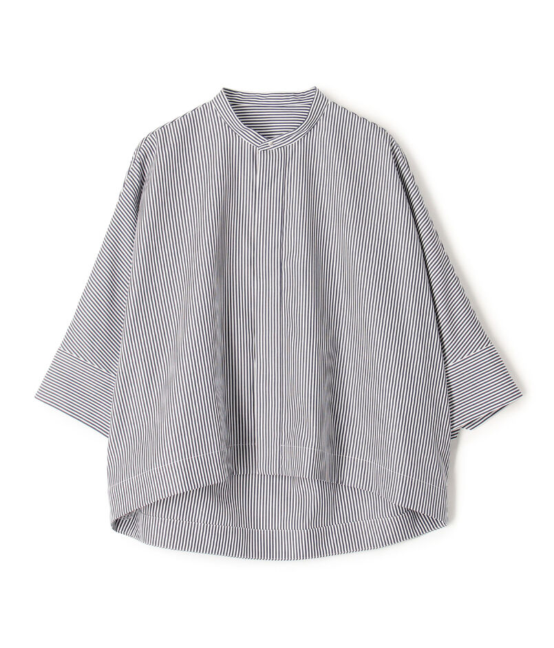 ■コットンブロード バンドカラークロップドシャツ