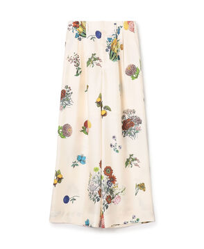 シルク BOUQUETプリント 2タックワイドパンツ