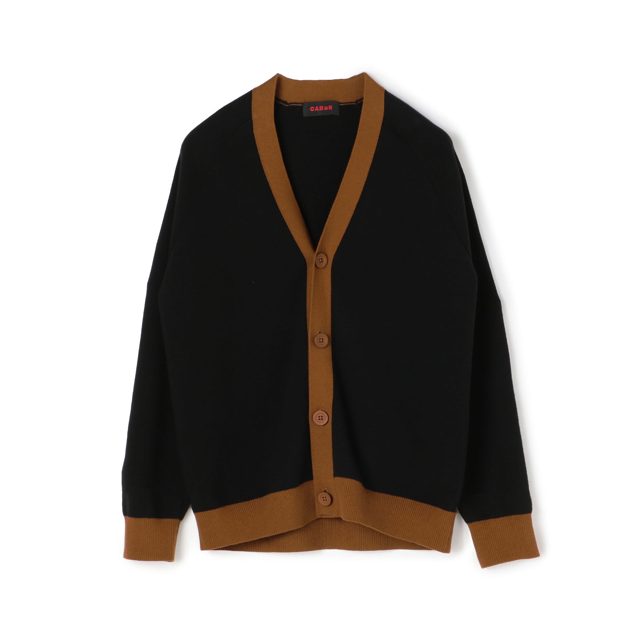 超人気新品 CABaN バイカラーVネックカーディガン コットンカシミヤ トップス