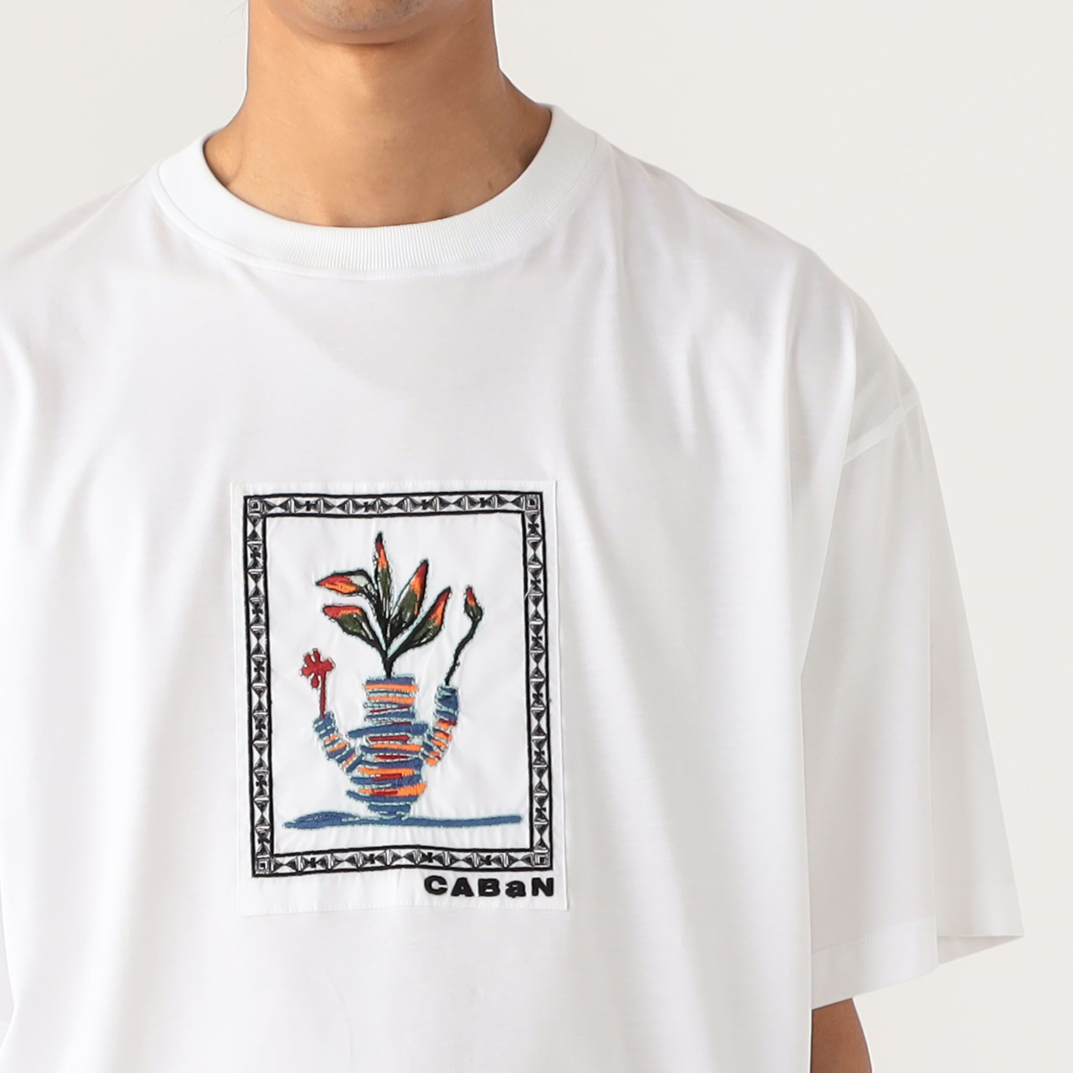 CABaN スビンコットン アフリカンエンブロイダリーTシャツ