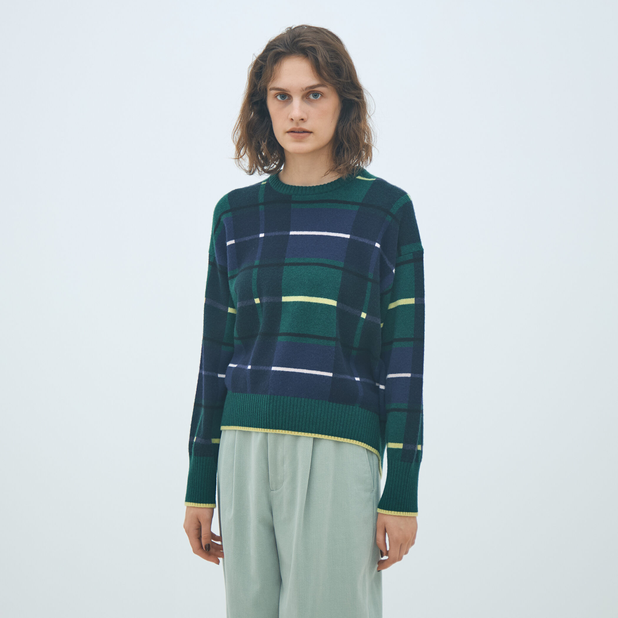 美品 MACPHEE ブルー ケーブルニットMartinique花柄長袖ブラウス Merlette マーレット 192E46VP MentonPrint 4110700092 マントン