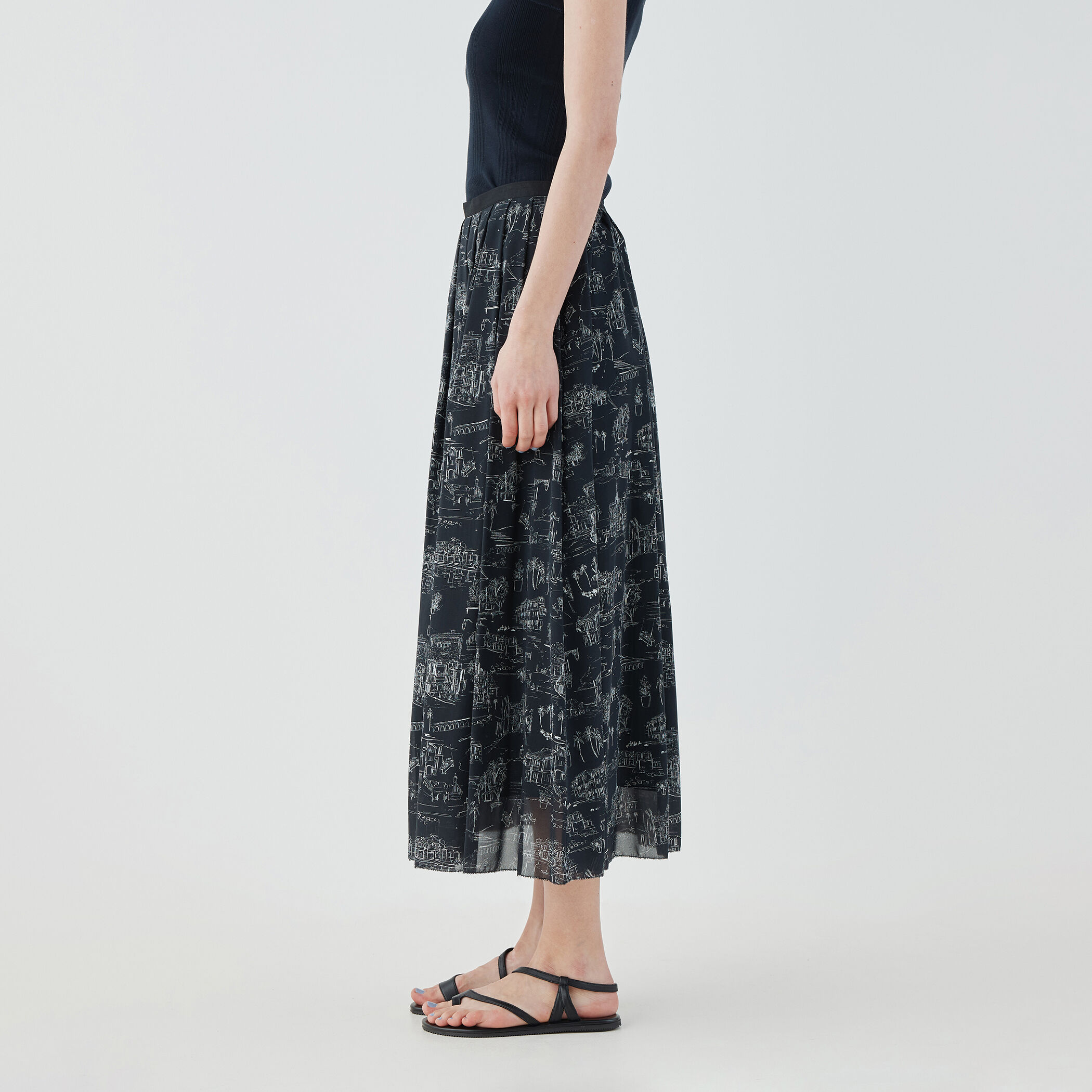 LandScapeシルクストレッチ イージータックスカート