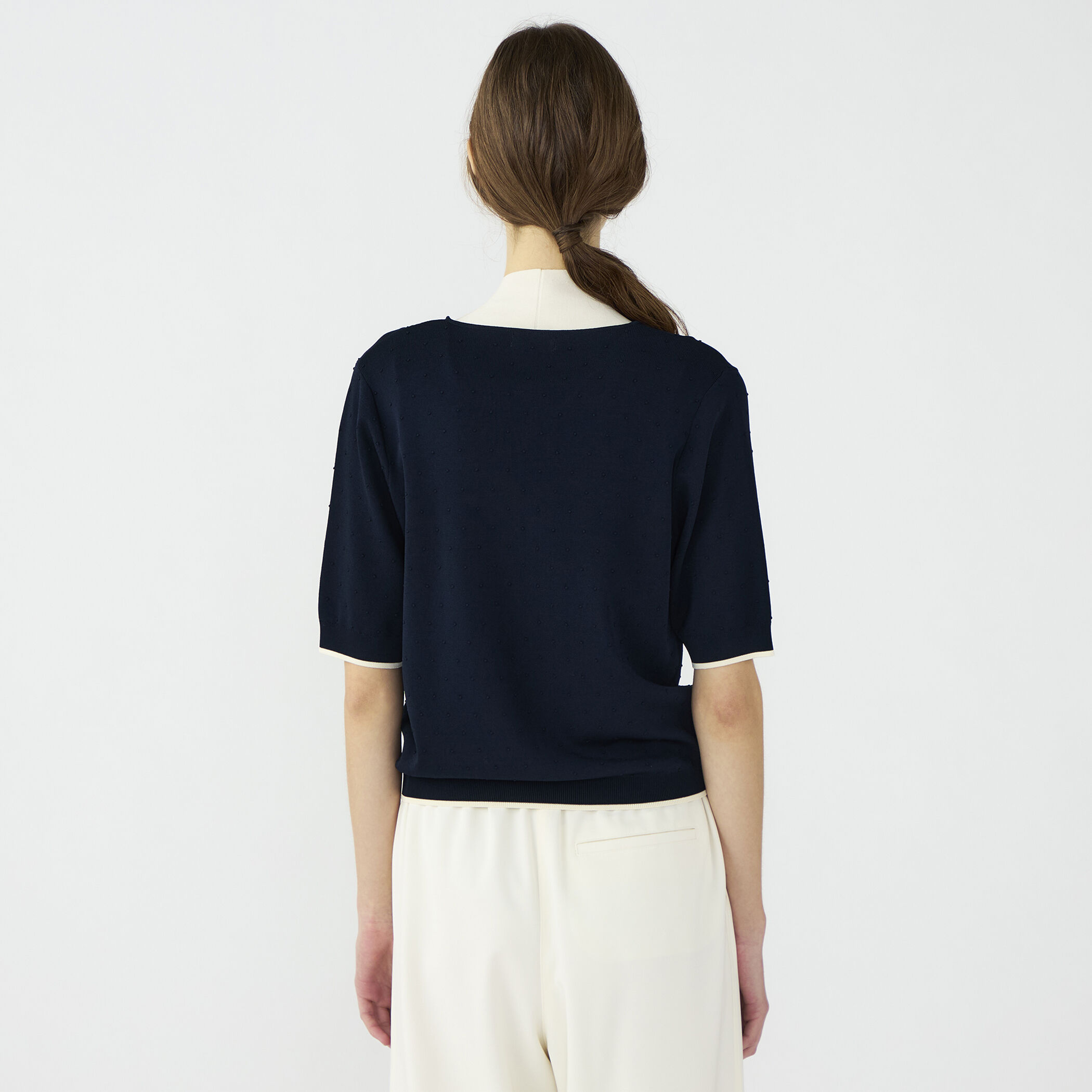 一部追加予約】ストレッチタックドット ボウタイプルオーバー